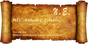 Nádudvari Edvin névjegykártya